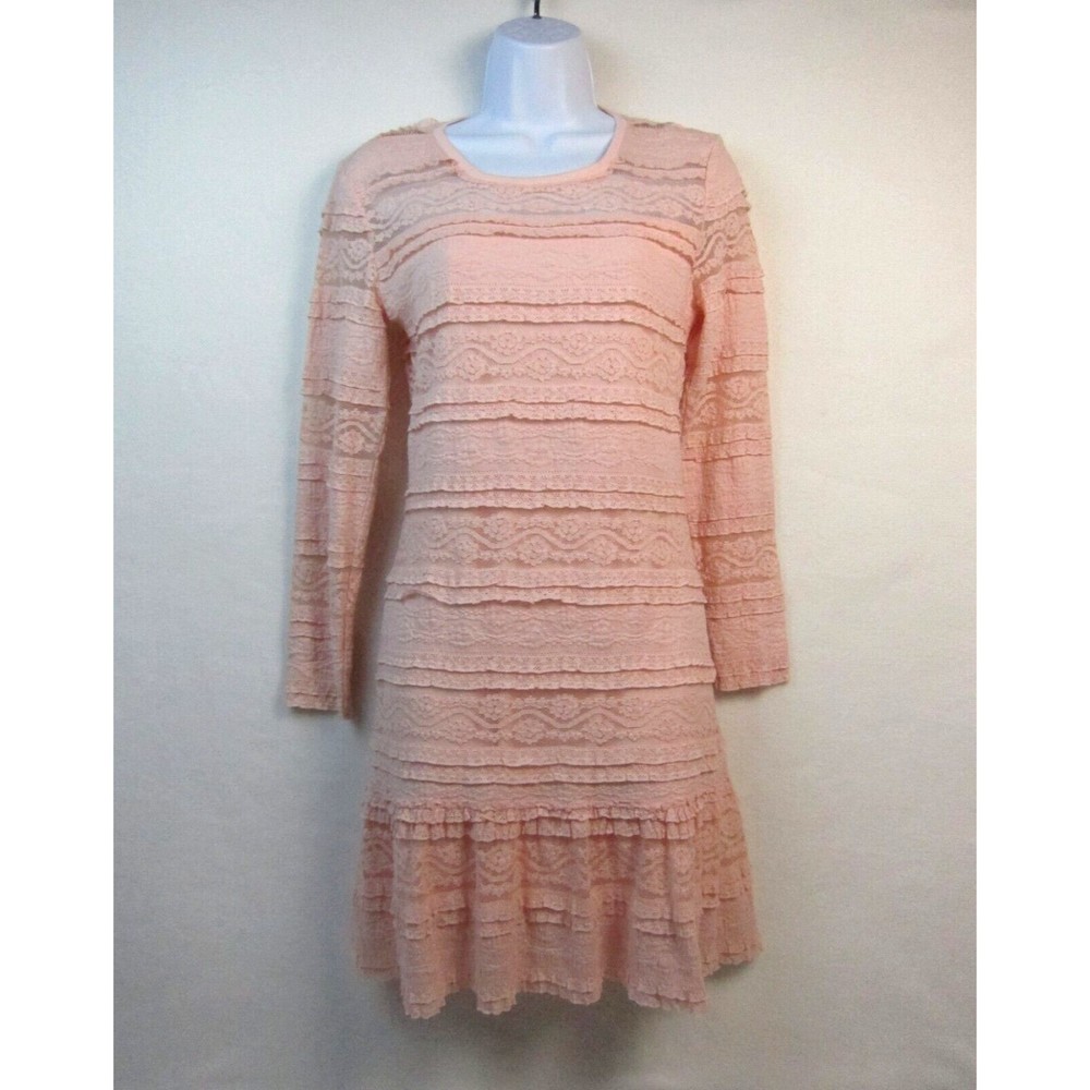 Women's Bongo Pink Peach Lace Dress W/Drop Skirt Junior Stretch Size M